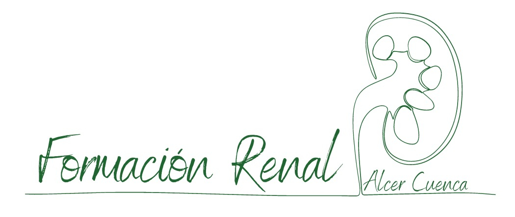Letras de: Formación Renal, Alcer Cuenca, con la imagen dibujada de un riñón